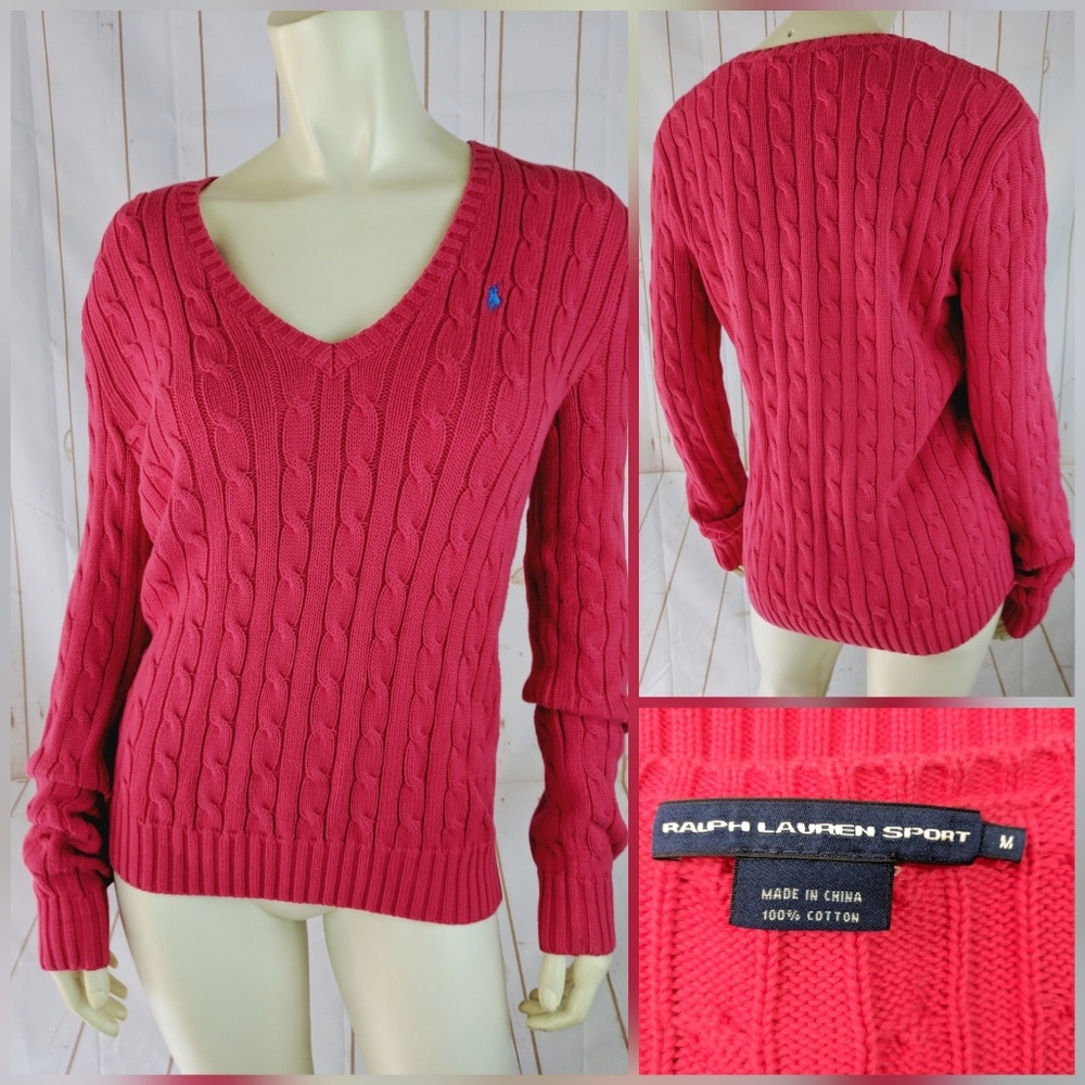 Ralph Lauren Sport Cable Knit Sweater M Cotton